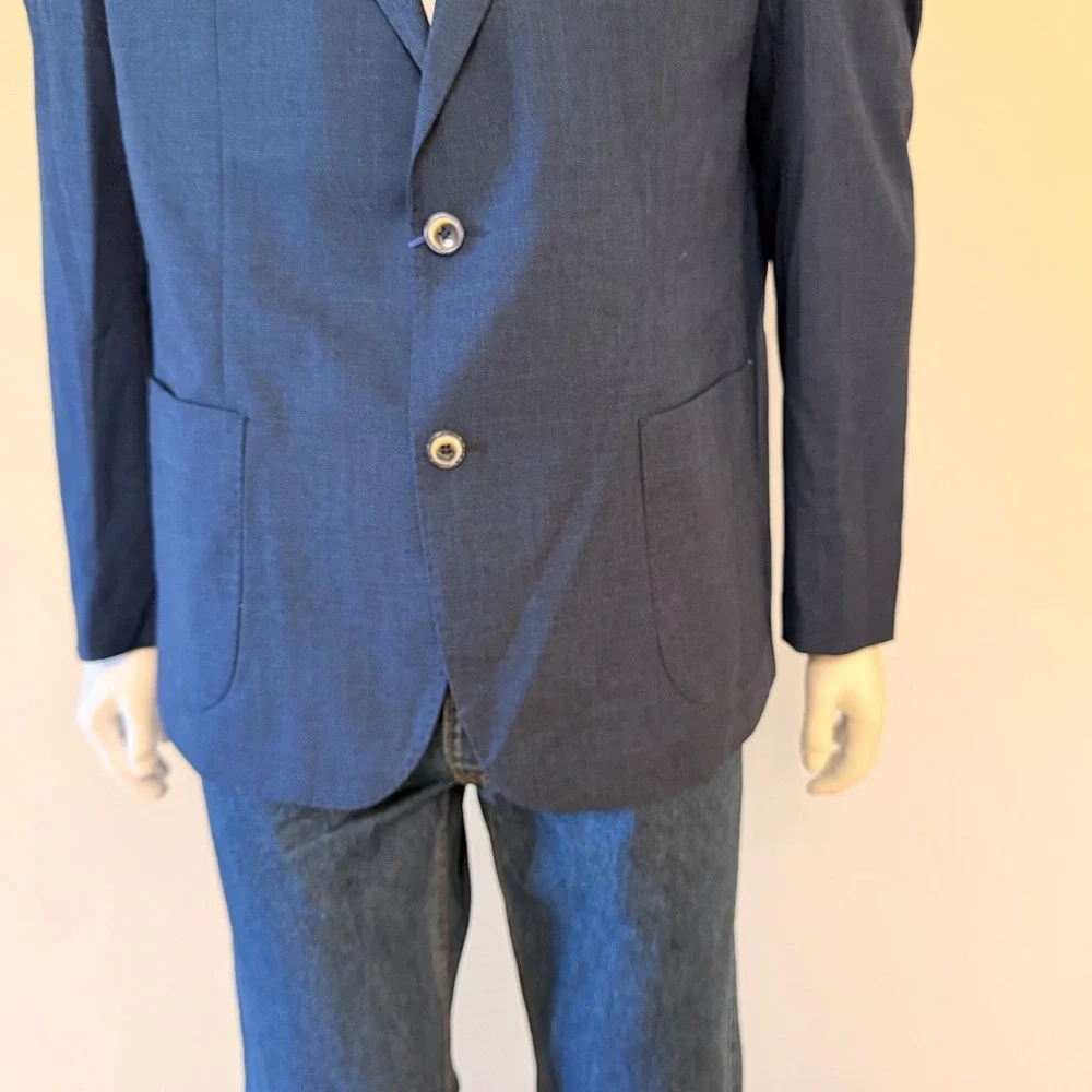 NWT A Caracciolo Sartoria Napoletana Mens Blue Blazer Jacket 54 IT Made in Italy
